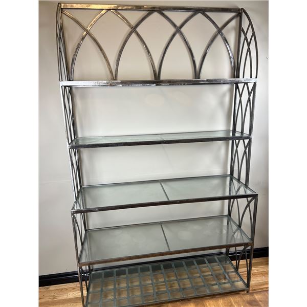 Modern Polished Metal Shelving Unit