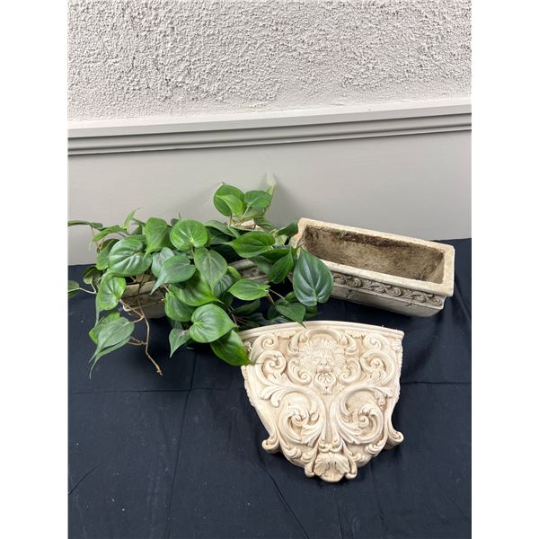 Ornate Ceramic Planters & Plant