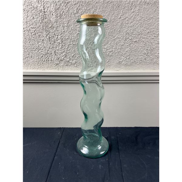 Italian Green Glass Twisty Floor Vase