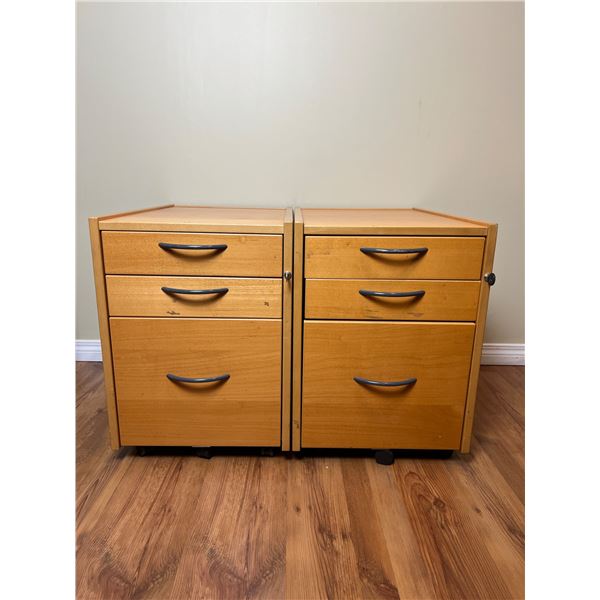 Pair of Wood Filing Cabinets