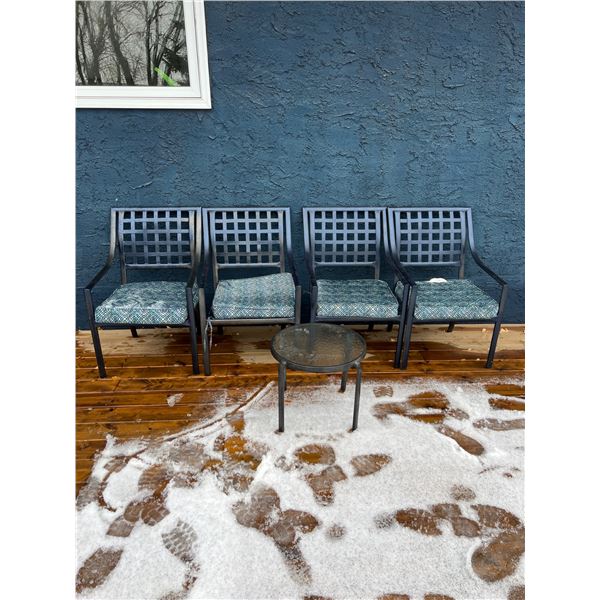 Blue Patio Chairs & Glass Table