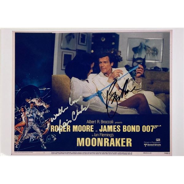 Moonraker Roger Moore and Lois Chiles facsimile signed movie photo