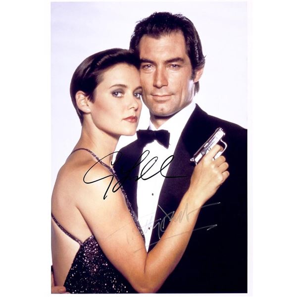 Licence to Kill Timothy Dalton and Carey Lowell facsimile signed photo