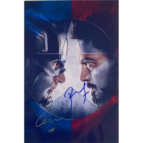 Captain America: Civil War Chris Evans and Robert Downey Jr. facsimile signed movie photo