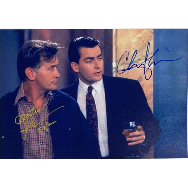 Wall Street Martin Sheen and Charlie Sheen facsimile signed movie photo