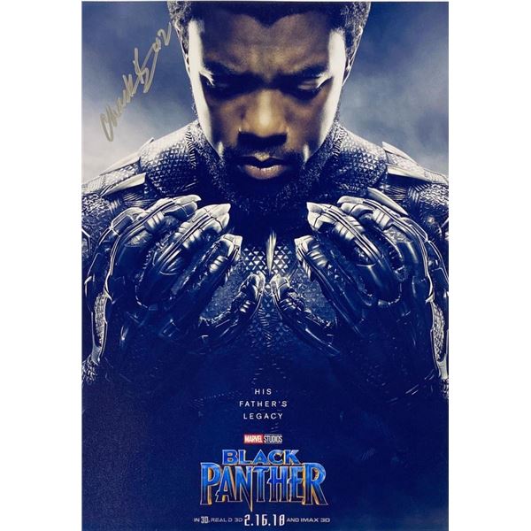 Black Panther Chadwick Boseman facsimile signed movie photo
