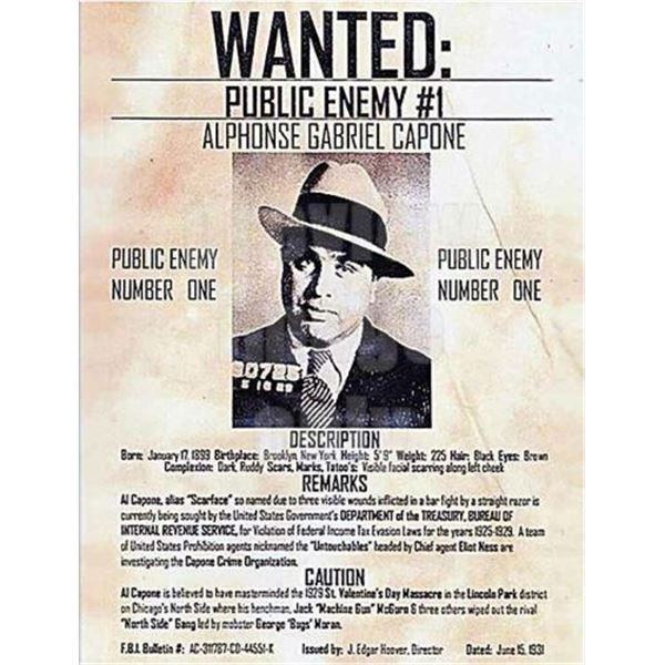 Al Capone Wanted Poster reprint