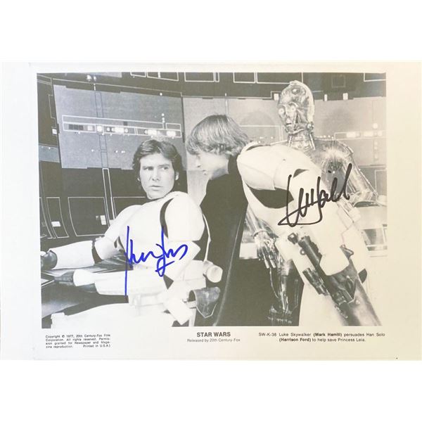 Star Wars Harrison Ford and Mark Hamill facsimile signed movie photo