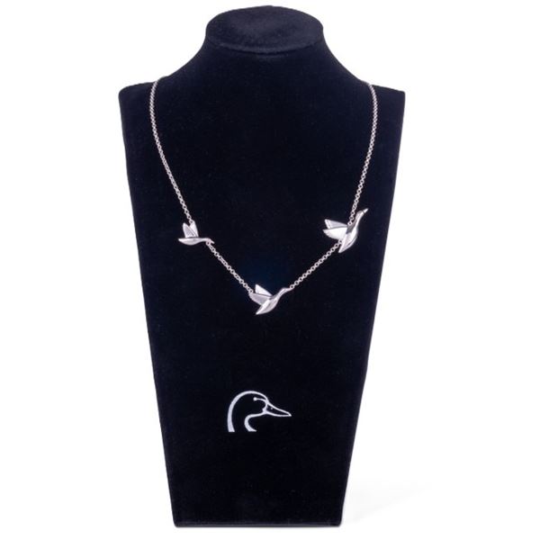 Sterling Silver Flying Duck Necklace
