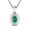 Image 3 : 14KT White Gold 1.00ct Zambian Emerald and Diamond Pendant with Chain