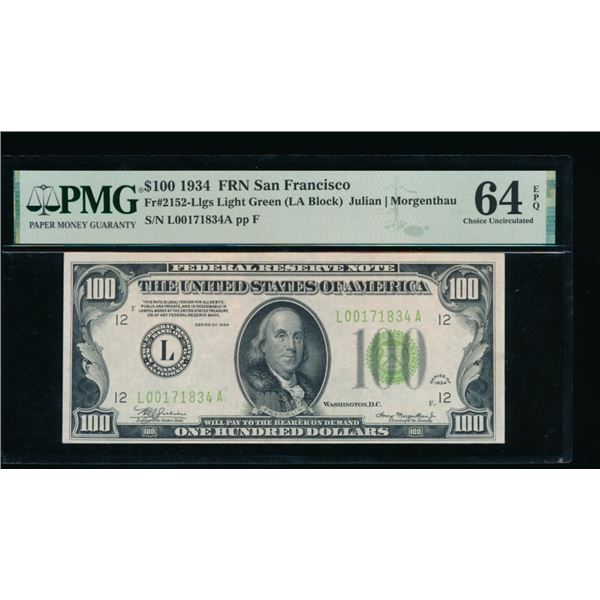 1934 $100 San Francisco FRN PMG 64EPQ