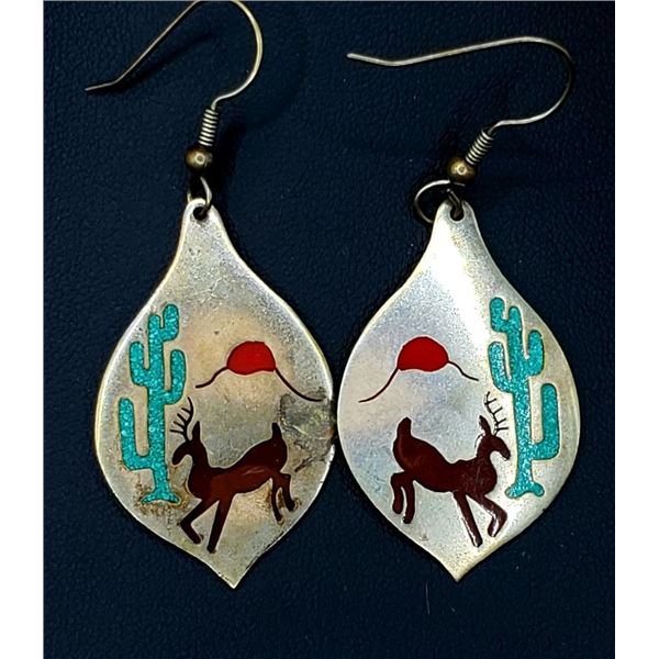 Hand Crafted MEXICO STERLING Turquoise EARRINGS
