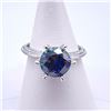 Image 1 : Plated 14KT Gold 3 Ct VVS1 Deep Cobalt Blue Fire Moissanite Ring