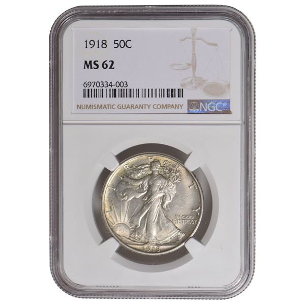 1918 Walking Liberty Half Dollar NGC MS62