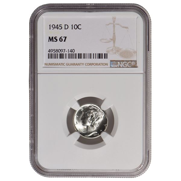 1945-D Mercury Dime NGC MS67
