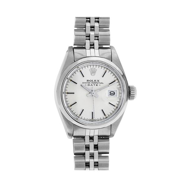 Rolex Ladies Stainless Steel Smooth Bezel Date Watch