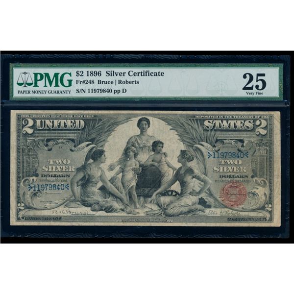 1896 $2 Educational Silver Certificate PMG 25