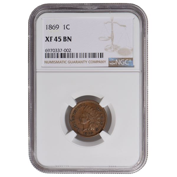 1869 Indian Cent NGC XF45BN