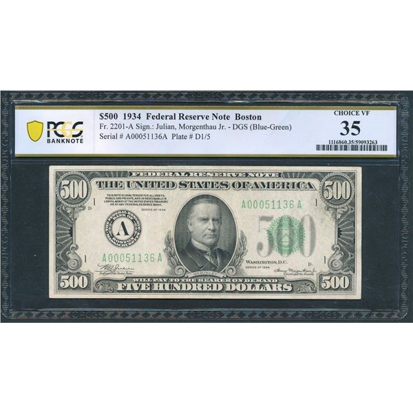 1934 $500 Boston FRN PCGS 35