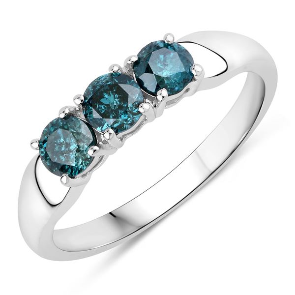 14KT White Gold 0.73ctw Blue Diamond Ring