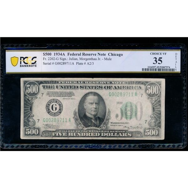 1934A $500 Chicago FRN PCGS 35