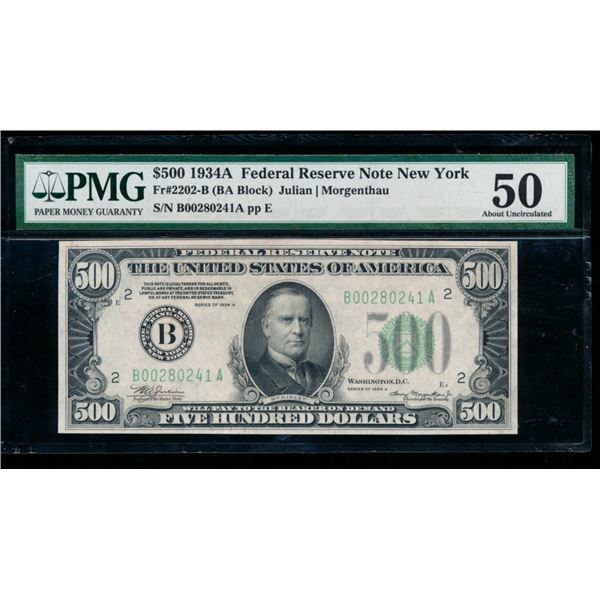1934A $500 New York FRN PMG 50