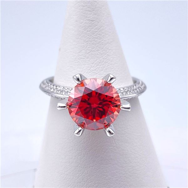 Dazzling 3 Ct VVs1 Simulated Padpaparacha Sapphire Ring