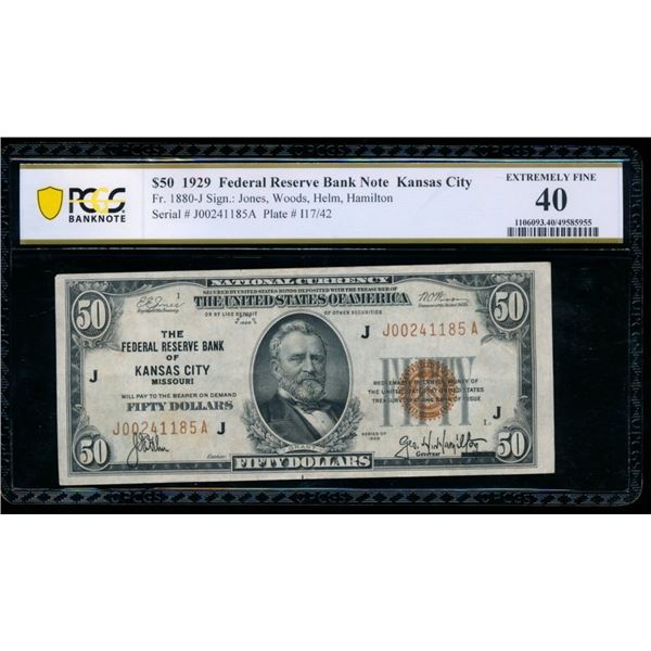 1929 $50 Kansas City FRBN PCGS 40