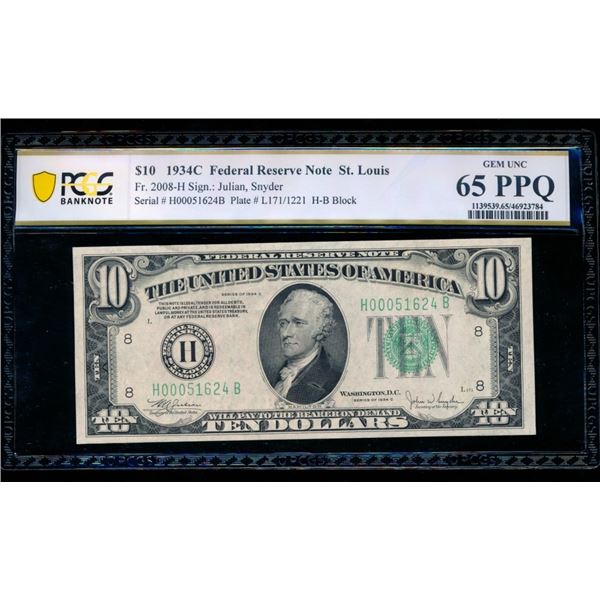 1934C $10 St Louis FRN PCGS 65PPQ