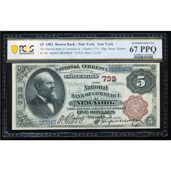 1882 $5 New York NY National PCGS 67PPQ