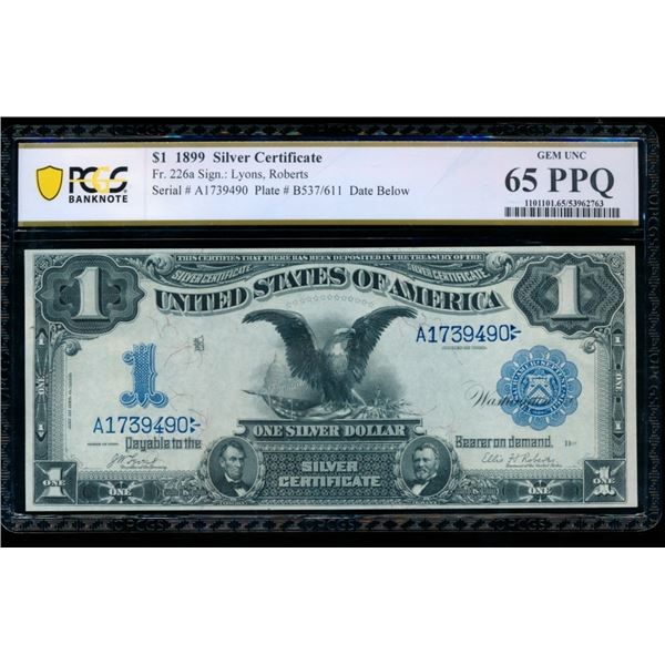 1899 $1 Black Eagle Silver Certificate PCGS 65PPQ