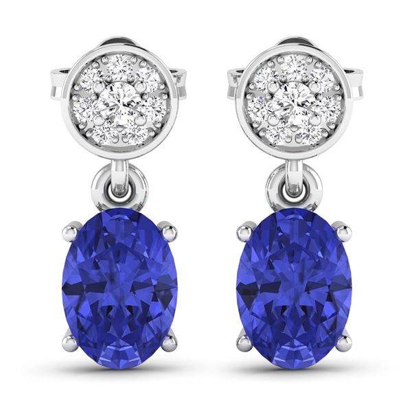 14KT White Gold 1.24ctw Tanzanite and Diamond Earrings