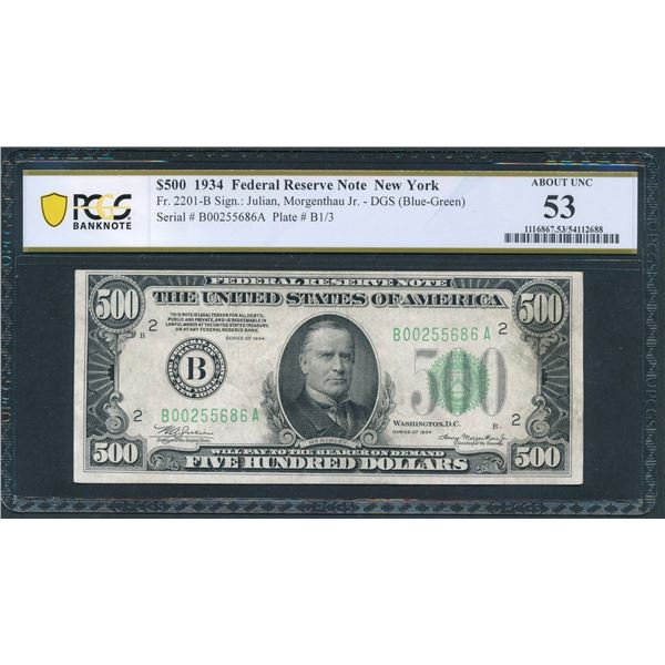 1934 $500 New York FRN PCGS 53