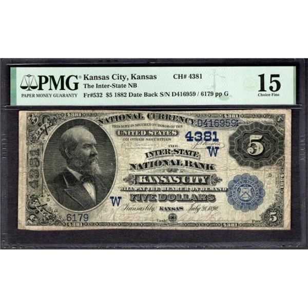 1882 $5 Kansas City KS National PMG 15