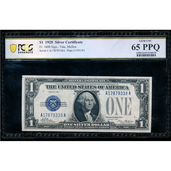 1928 $1 Silver Certificate PCGS 65PPQ