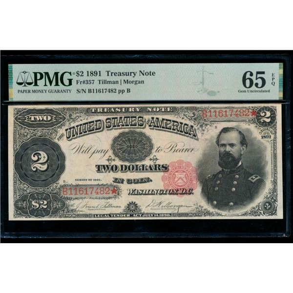 1891 $2 Treasury Note PMG 65EPQ