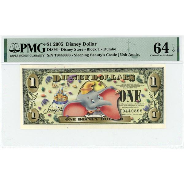 2005 $1 Dumbo Disney Dollar PMG 64EPQ