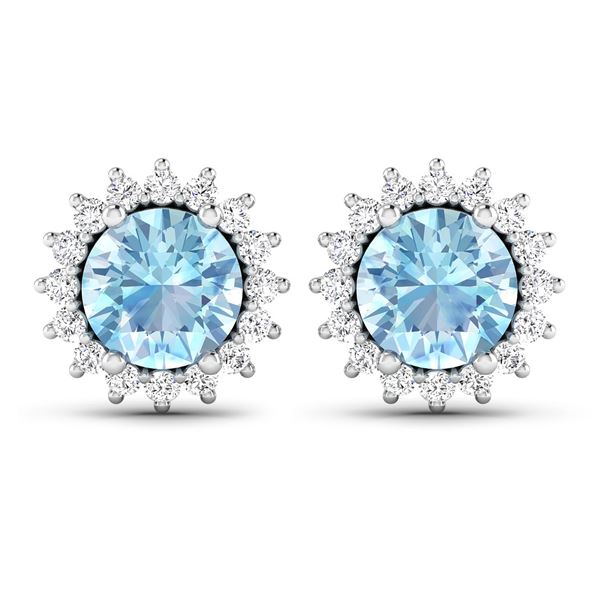 14KT White Gold 1.3ctw Aquamarine and Diamond Earrings