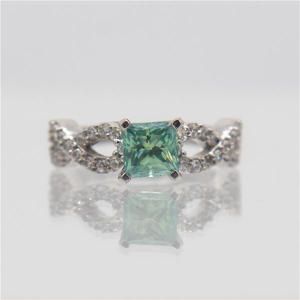 Lab Created Sparkling 2.5 Ct VVS1 Mint Green Moissanite Ring