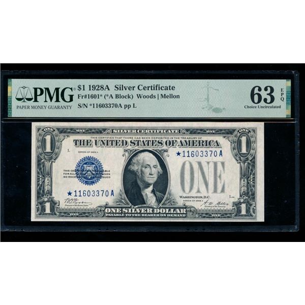1928A $1 STAR Silver Certificate PMG 63EPQ