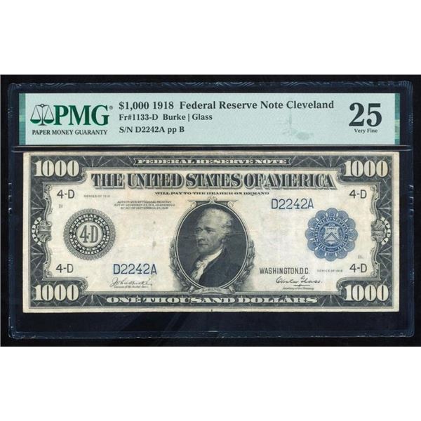 1918 $1000 Cleveland FRN PMG 25