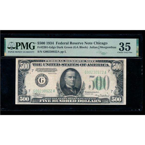 1934 $500 Chicago FRN PMG 35