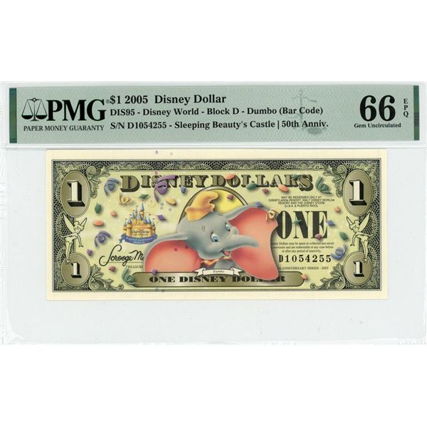 2005 $1 Dumbo Disney Dollar PMG 66EPQ