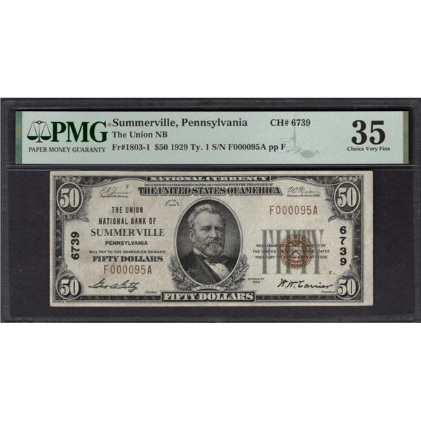 1929 $50 Summerville PA National PMG 35
