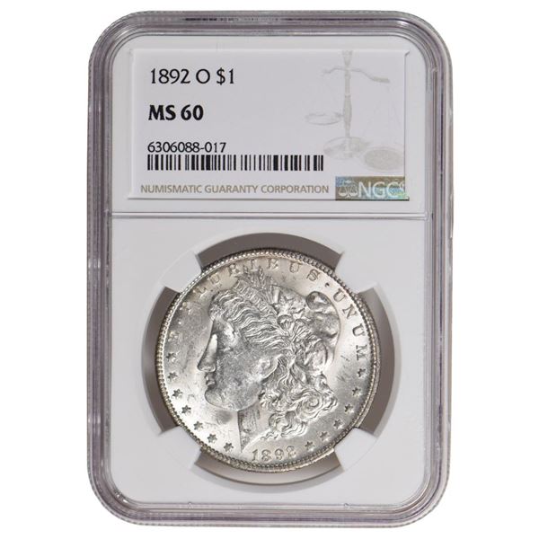 1892-O $1 Morgan Silver Dollar NGC MS60