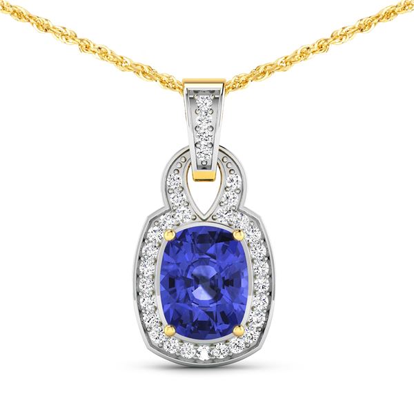 14KT Yellow Gold 2.02ctw Tanzanite and Diamond Pendant