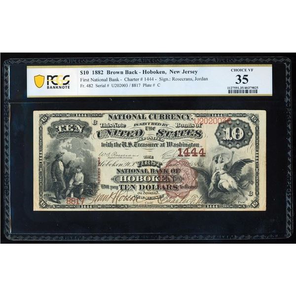 1882 $10 Hoboken NJ National PCGS 35