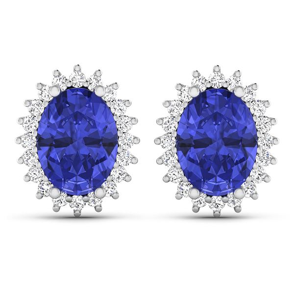 14KT White Gold 2.18ctw Tanzanite and Diamond Earrings