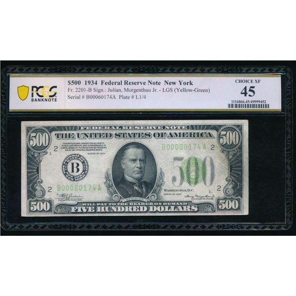 1934 $500 New York FRN PCGS 45
