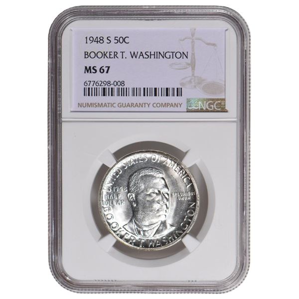 1948-S Booker T Washington Commemorative Half Dollar NGC MS67
